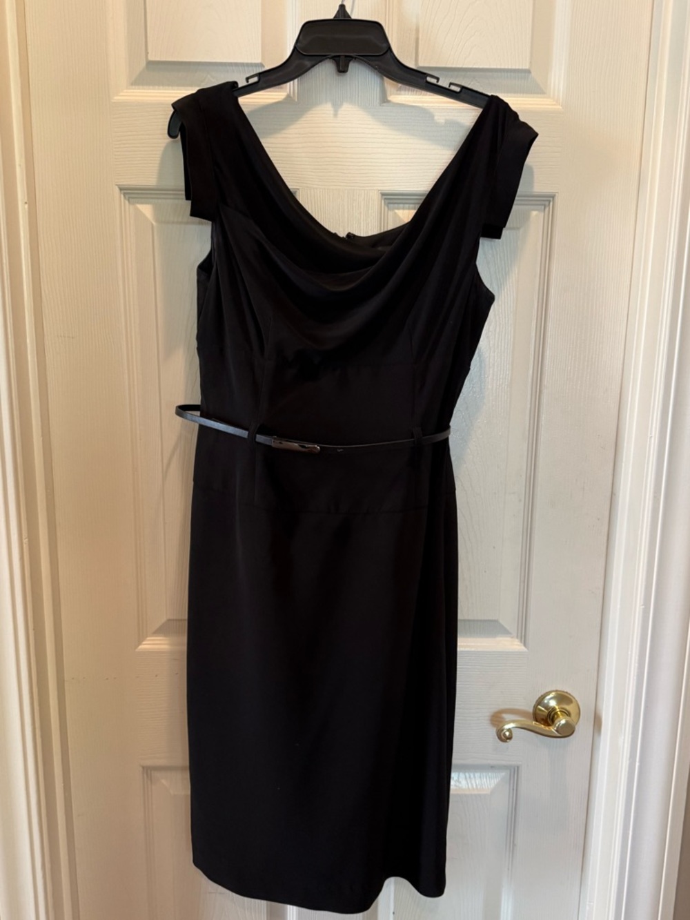 Adrianna Papell Black Cowl Neck Sheath Dress